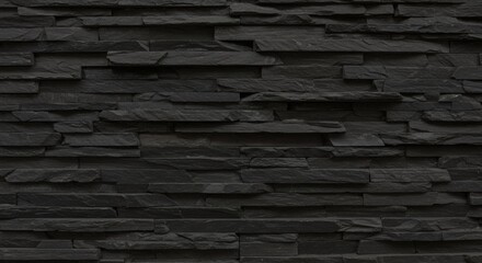 Layered Stone Wall Texture in Dark Grey