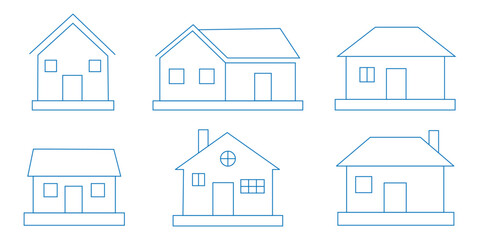 Vector set of house thin line icons. house icon . home icon set.