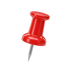 3D Red Push Pin Isolated on White or Transparent Background