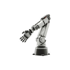 Industrial robotic arm with metal joints and gripper