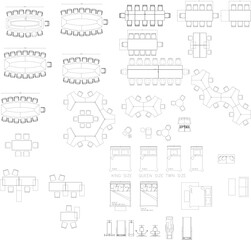 CAD Blocks - Office and Bedroom Furniture Plan View Vector Format