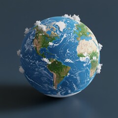 Fototapeta premium Global Earth Planet with Clouds Render