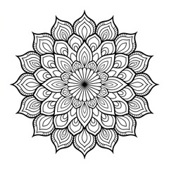mandala flower coloring page line art