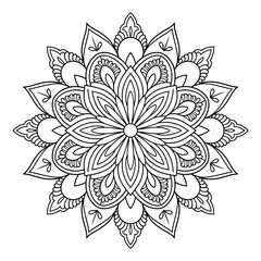 mandala flower coloring page line art