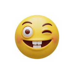 Fototapeta premium A winking yellow smiley face emoji adding a playful and cheeky vibe.