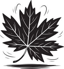 Falling Maple Leaf Doodle Vector with Scribbled Stem and Uneven Edges