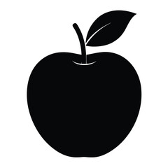 Red apple vector illustration: fresh, healthy fruit design with a green leaf icon