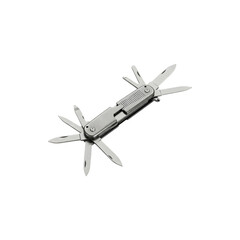 Silver multi-tool pocket knife with pliers, scissors, and blades for camping, survival, and EDC tools