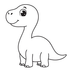 Obraz premium Cute cartoon dinosaur outline illustration for kids