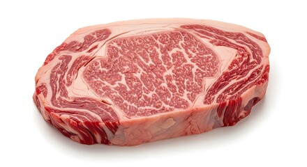 Raw Red Meat Steak with Marbling Isolated on White