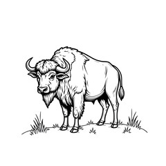 vector illustration of an buffalo coloring page