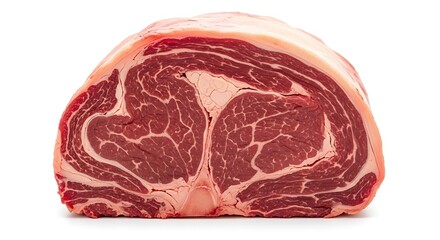 Obraz premium Raw Red Beef Roast Freshly Cut on White Background