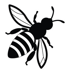 Cute Cartoon Bee Flying Near a Flower on White Background