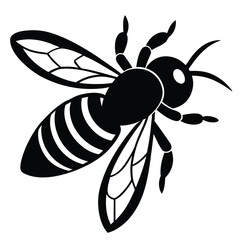 Cute Cartoon Bee Flying Near a Flower on White Background