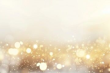 Simple clean white background with soft golden bokeh lights on top and bottom edges, romantic and dreamy wedding theme 