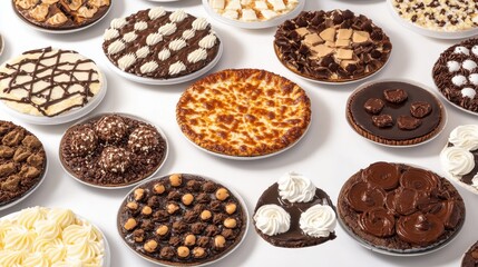 Obraz premium Assorted Desserts and Pastries on White Surface for Celebration Events