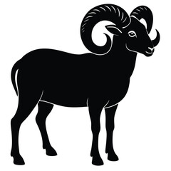 Vector illustration of a majestic ram, goat, and sheep, showcasing their impressive horns in the wild mountain nature