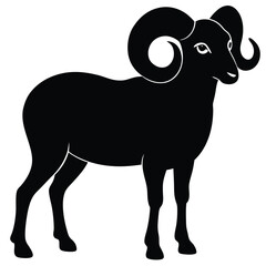 Vector illustration of a majestic ram, goat, and sheep, showcasing their impressive horns in the wild mountain nature