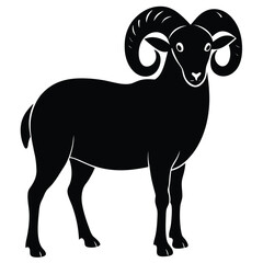 Vector illustration of a majestic ram, goat, and sheep, showcasing their impressive horns in the wild mountain nature
