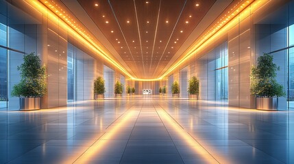 Illuminated Lobby City View, Event Space, Architecture