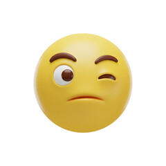 Fototapeta premium Unimpressed emoji face with one raised eyebrow and half-closed eyes