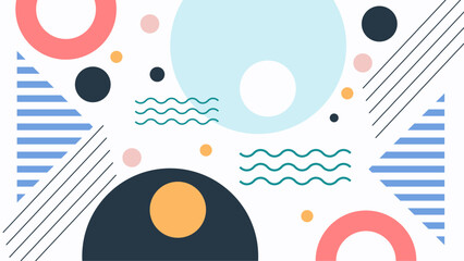 Fototapeta premium Abstract geometric design with circles, lines, and triangles, suitable for backgrounds, web design, packaging, and contemporary art projects.