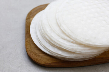 Stacked round sheets of Vietnamese rice paper