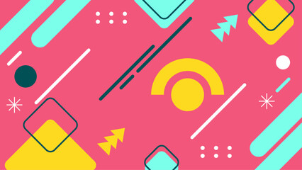 Abstract geometric design with various shapes and colors suitable for branding, backgrounds, posters, digital art, and packaging materials.