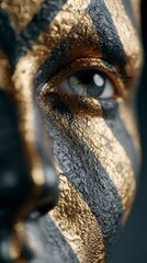 Close up Eye  Black   Gold Makeup   Abstract Texture  Fashion Beauty  High Resolution
