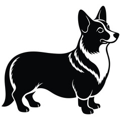 Black and white vector illustration of a cute, isolated domestic dog