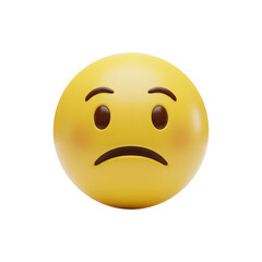 Fototapeta premium Yellow emoji with sad face expression used for emotions or chat