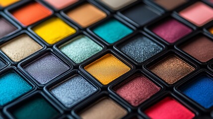 Vibrant Palette of Eye Shadows Showcasing Cosmetic Artistry and Beauty
