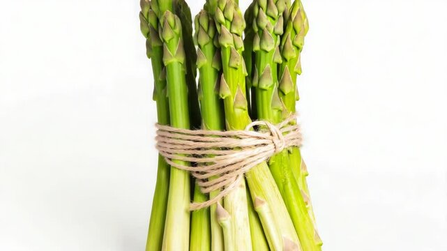 A bundle of fresh, crisp, vibrant green asparagus stalks. Perfect for salads, stir-fries or any dish that calls for this springtime vegetable.