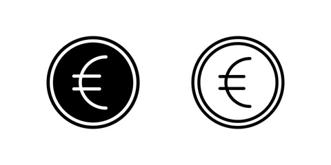 Professional euro currency glyph icons with EUR symbols perfect for international finance and payment applications