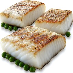 Grilled cod fillets with green peas showcase a healthy and delicious meal option