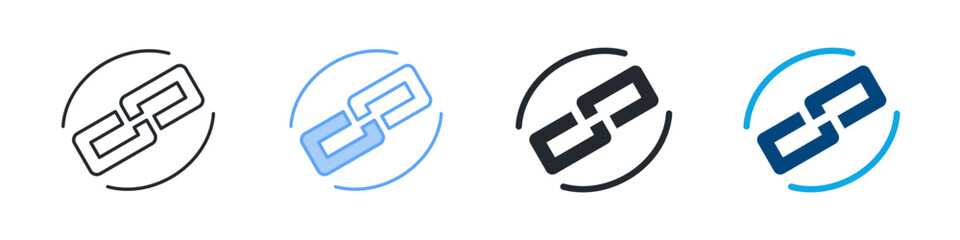 Link Icon Set Multiple Style. Designed In Outline, Blue, Glyph, Dual Tone