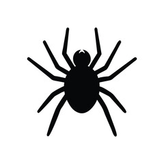 A black silhouette of a spider with a round body