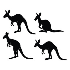 Kangaroo animal silhouettes set Vector Design.
