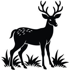 Graceful deer silhouette vector illustration of a wild antlered stag