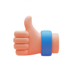3d cartoon thumbs up hand gesture isolated on transparent background