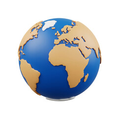 Fototapeta premium Stylized 3d earth globe cartoon model isolated on transparent background