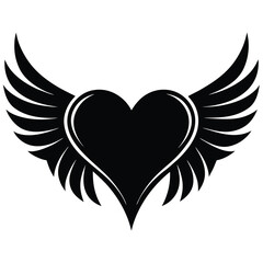 Vector illustration of a flying heart with angelic wings, a symbol of love and passion, perfect for Valentine's designs or unique tattoos