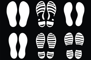 Human shoe print icons. Vector illustration. isolated on black background. EPS 10 