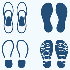 Shoes prints icon vector set. Footprints illustration sign collection. Human shoeprint vector silhouette.