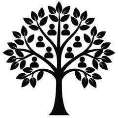 Obraz premium Vector tree silhouette with flowing leaves, an iconic symbol of nature's vibrant seasons