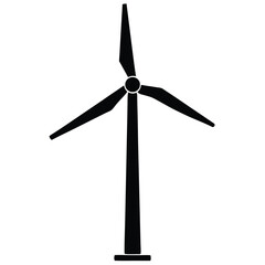 Wind turbine standing alone on white background for clean energy concept