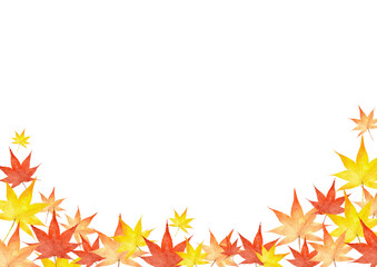 紅葉　モミジの葉　水彩　秋　イラスト