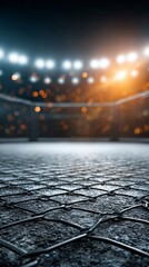 Dramatic Empty Fighting Cage in Stadium Lights