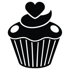White background vector illustration of a sweet pink cupcake with cherry icing, perfect for a birthday celebration or party design