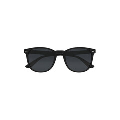 Foldable black sunglasses with straight arms and dark lenses on a white background